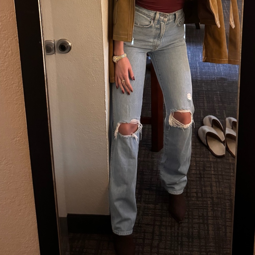 Sara Super High Rise Slim Straight Jeans in Red Rock - Picture 6 of 6